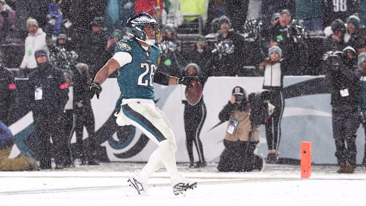 Philadelphia Eagles running back Saquon Barkley on Jan 19, 2025