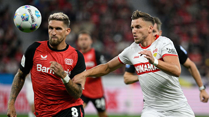 Robert Andrich (links) im Duell mit Ermedin Demirovic (rechts) Robert Andrich (links) im Duell mit Ermedin Demirovic (rechts)