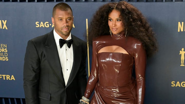 Steelers quarterback Russell Wilson with his wife, Ciara, at the SAG Awards on February24, 2024.
