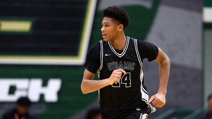 Jan 2, 2026; Mesa, AZ, USA; Dynamic Prep (TX) forward Marcus Spears Jr. (24) against Dream City (AZ) during the HoopHall West Tournament at Skyline High School. Mandatory Credit: Mark J. Rebilas-Imagn Images