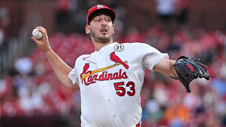 Sep 15, 2026; St. Louis, Missouri, USA; St. Louis Cardinals starting pitcher Andre Pallante (53) throws against the San Francisco Giants during the first inning at Busch Stadium. Mandatory Credit: Jeff Curry-Imagn Images