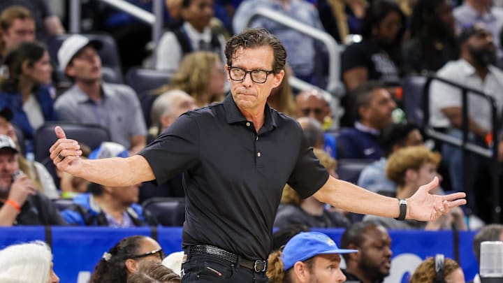 Atlanta Hawks head coach Quin Snyder reacts against the Orlando Magic.