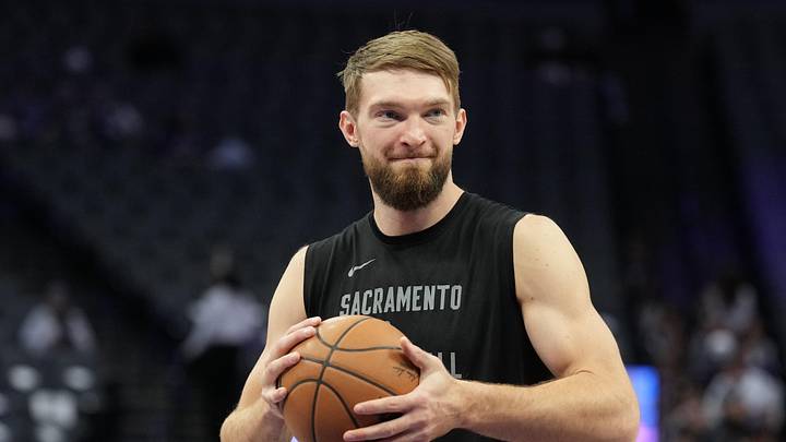 Mar 31, 2024; Sacramento, California, USA; Sacramento Kings forward Domantas Sabonis (10) warms up before the game against the Utah Jazz at Golden 1 Center.