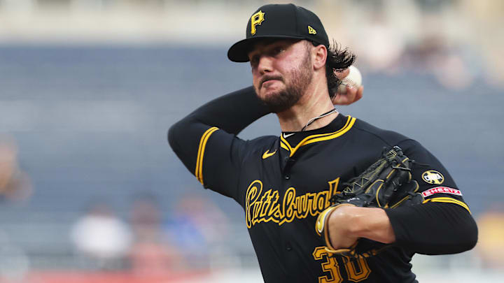 Sep 16, 2025; Pittsburgh, Pennsylvania, USA; Pittsburgh Pirates starting pitcher Paul Skenes (30) delivers a pitch against the Chicago Cubs during the first inning at PNC Park. Mandatory Credit: Charles LeClaire-Imagn Images Sep 16, 2025; Pittsburgh, Pennsylvania, USA; Pittsburgh Pirates starting pitcher Paul Skenes (30) delivers a pitch against the Chicago Cubs during the first inning at PNC Park. Mandatory Credit: Charles LeClaire-Imagn Images