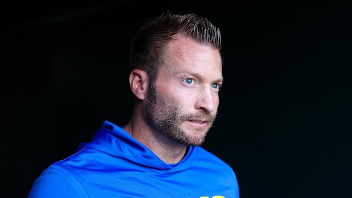 Sep 21, 2025; Philadelphia, Pennsylvania, USA; Los Angeles Rams head coach Sean McVay walks from the tunnel for action against the Philadelphia Eagles at Lincoln Financial Field. Mandatory Credit: Bill Streicher-Imagn Images