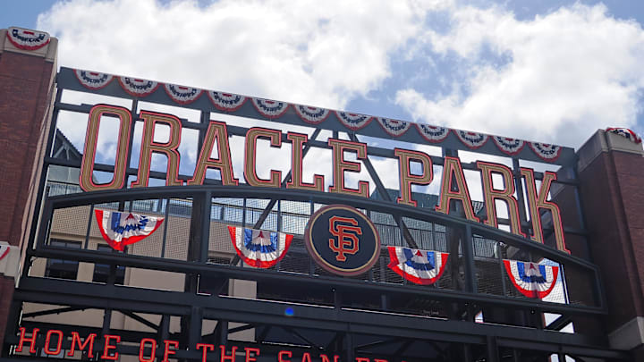 Apr 5, 2024; San Francisco, California, USA; A general view outside Oracle Park before the game between the San Francisco Giants and the San Diego Padres.