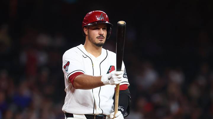 Apr 21, 2026; Phoenix, Arizona, USA; Arizona Diamondbacks third baseman Nolan Arenado against the Chicago White Sox at Chase Field. Mandatory Credit: Mark J. Rebilas-Imagn Images
