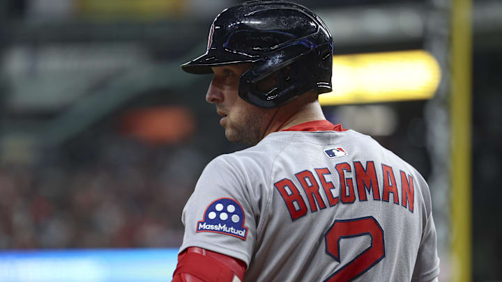 Aug 12, 2025; Houston, Texas, USA; Boston Red Sox third baseman Alex Bregman (2) stands on deck during the game against the Houston Astros at Daikin Park. Mandatory Credit: Troy Taormina-Imagn Images Aug 12, 2025; Houston, Texas, USA; Boston Red Sox third baseman Alex Bregman (2) stands on deck during the game against the Houston Astros at Daikin Park. Mandatory Credit: Troy Taormina-Imagn Images
