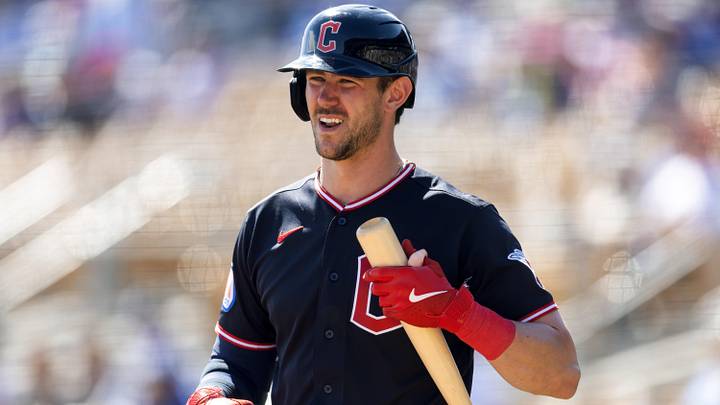 Feb 24, 2026: Cleveland Guardians outfielder Nolan Jones against the Los Angeles Dodgers during a spring training game at Camelback Ranch-Glendale. 