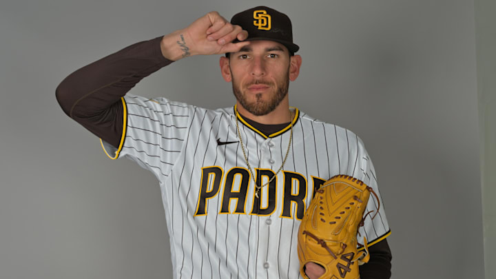 San Diego Padres starting pitcher Joe Musgrove (44) during spring training photo day. San Diego Padres starting pitcher Joe Musgrove (44) during spring training photo day.