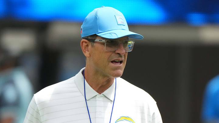 Aug 10, 2025; Inglewood, California, USA; Los Angeles Chargers head coach Jim Harbaugh reacts during the game against he New Orleans Saints at SoFi Stadium. Mandatory Credit: Kirby Lee-Imagn Images Aug 10, 2025; Inglewood, California, USA; Los Angeles Chargers head coach Jim Harbaugh reacts during the game against he New Orleans Saints at SoFi Stadium. Mandatory Credit: Kirby Lee-Imagn Images