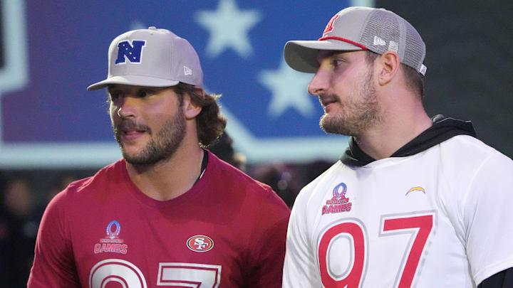 Nick Bosa and Joey Bosa participated in the Pro Bowl Skills Challenge at Nicholson Fieldhouse in February. 