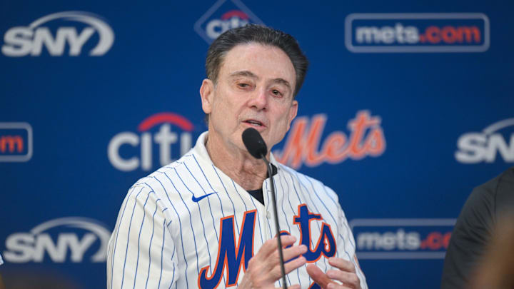 Apr 9, 2025; New York City, New York, USA; St. Johnís mens basketball head coach Rick Pitino speaks at a press conference before a pregame ceremony honoring the team at a game between the New York Mets and the Miami Marlins at Citi Field. Mandatory Credit: John Jones-Imagn Images Apr 9, 2025; New York City, New York, USA; St. Johnís mens basketball head coach Rick Pitino speaks at a press conference before a pregame ceremony honoring the team at a game between the New York Mets and the Miami Marlins at Citi Field. Mandatory Credit: John Jones-Imagn Images