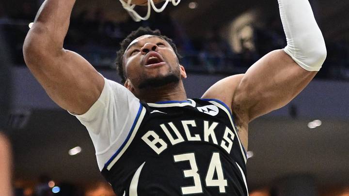 Mar 15, 2026; Milwaukee, Wisconsin, USA; Milwaukee Bucks forward Giannis Antetokounmpo (34) dunks the basketball in the second quarter against the Indiana Pacers at Fiserv Forum. Mandatory Credit: Benny Sieu-Imagn Images Mar 15, 2026; Milwaukee, Wisconsin, USA; Milwaukee Bucks forward Giannis Antetokounmpo (34) dunks the basketball in the second quarter against the Indiana Pacers at Fiserv Forum. Mandatory Credit: Benny Sieu-Imagn Images