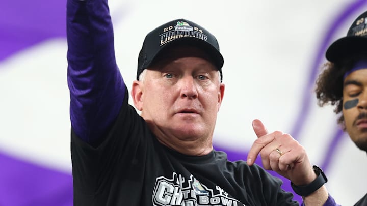 Dec 26, 2024; Phoenix, AZ, USA; Kansas State Wildcats head coach Chris Klieman celebrates after defeating the Rutgers Scarlet Knights during the Rate Bowl at Chase Field. Mandatory Credit: Mark J. Rebilas-Imagn Images Dec 26, 2024; Phoenix, AZ, USA; Kansas State Wildcats head coach Chris Klieman celebrates after defeating the Rutgers Scarlet Knights during the Rate Bowl at Chase Field. Mandatory Credit: Mark J. Rebilas-Imagn Images