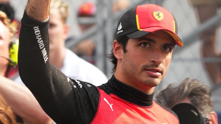 May 6, 2023; Miami Gardens, Florida, USA; Ferrari driver Carlos Sainz (55) of Spain waves to the