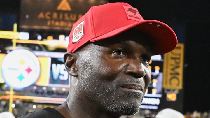 Aug 16, 2025; Pittsburgh, Pennsylvania, USA; Tampa Bay Buccaneers head coach Todd Bowles following a game against the Pittsburgh Steelers at Acrisure Stadium. Mandatory Credit: Barry Reeger-Imagn Images