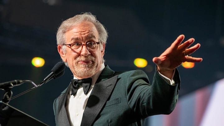 Steven Spielberg speaks during the Palm Springs International Film Festival awards gala in Palm Springs, Calif., on Thursday, Jan. 5, 2023. Palm Springs International Film Awards4584