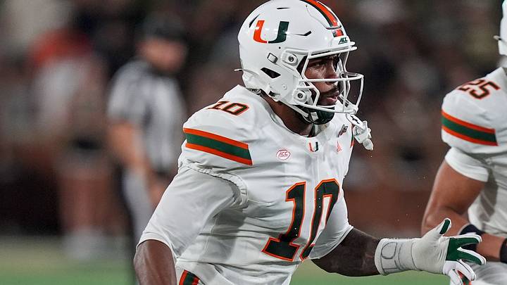 Sep 18, 2026; Winston-Salem, North Carolina, USA; Miami (FL) Hurricanes defensive end Damon Wilson II (10) during the first half against the Wake Forest Demon Deacons at Allegacy Federal Credit Union Stadium. Mandatory Credit: Jim Dedmon-Imagn Images Sep 18, 2026; Winston-Salem, North Carolina, USA; Miami (FL) Hurricanes defensive end Damon Wilson II (10) during the first half against the Wake Forest Demon Deacons at Allegacy Federal Credit Union Stadium. Mandatory Credit: Jim Dedmon-Imagn Images