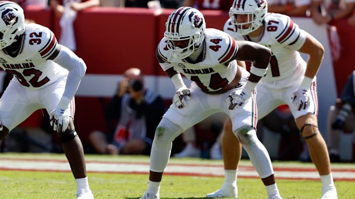 Oct 12, 2024; Tuscaloosa, Alabama, USA; South Carolina Gamecocks defensive tackle Monkell Goodwine (44) during the second half at Bryant-Denny Stadium. Mandatory Credit: Butch Dill-Imagn Images