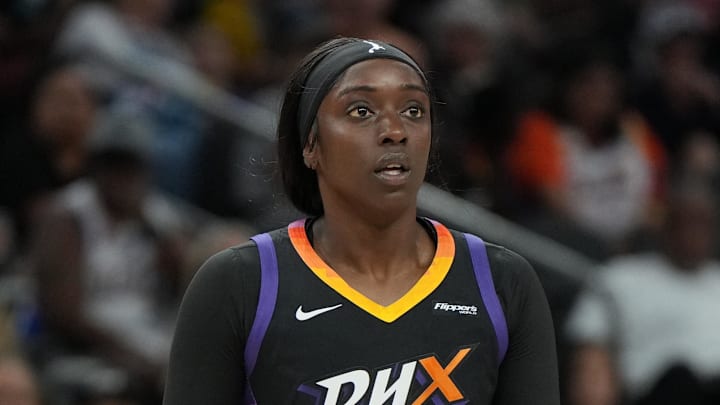 Jun 29, 2025; Phoenix, Arizona, USA; Phoenix Mercury guard Kahleah Copper (2) against the Las Vegas Aces in the second half at Footprint Center. Mandatory Credit: Rick Scuteri-Imagn Images
