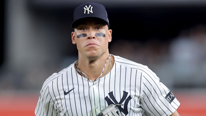 New York Yankees right fielder Aaron Judge (99) during the eighth inning against the Seattle Mariners at Yankee Stadium. 