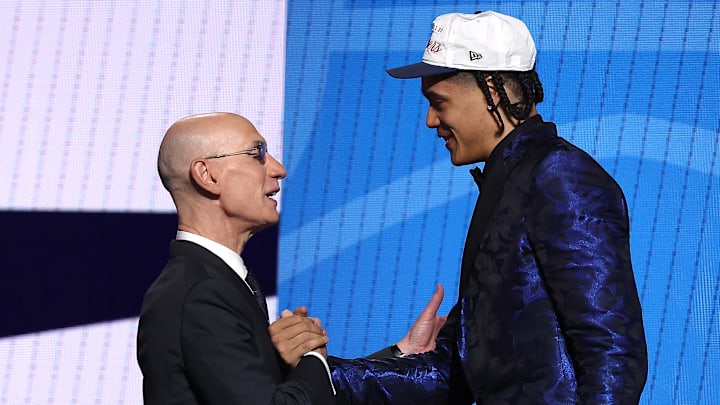 Former Penn State men's basketball's center Yanic Konan Niederhauser at the 2025 NBA Draft