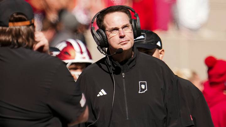 Indiana Hoosiers head coach Curt Cignetti reacts during the NCAA football game against the Ohio State Buckeyes at Memorial Stadium Stadium in Bloomington, Ind. on Oct. 17, 2026.