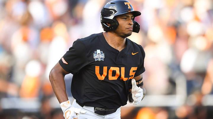 Tennessee's Christian Moore (1) runs the bases after hitting a home run during game three of the NCAA College World Series finals between Tennessee and Texas A&M at Charles Schwab Field in Omaha, Neb., on Monday, June 24, 2024. Tennessee's Christian Moore (1) runs the bases after hitting a home run during game three of the NCAA College World Series finals between Tennessee and Texas A&M at Charles Schwab Field in Omaha, Neb., on Monday, June 24, 2024.