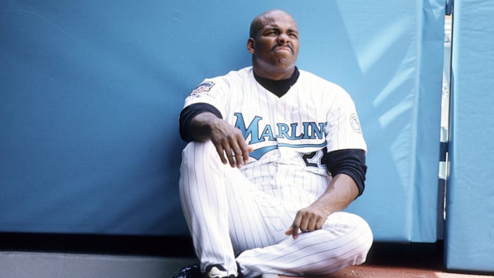 Florida Marlins third baseman Bobby Bonilla at Dolphin Stadium during the 1997 season. 