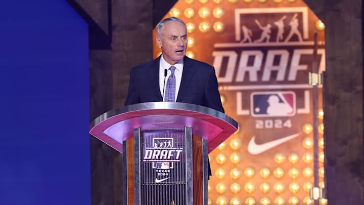 MLB Commissioner Manfred during the first round of the MLB Draft at Cowtown Coliseum. 