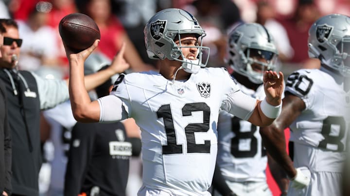 Las Vegas Raiders quarterback Aidan O'Connell.