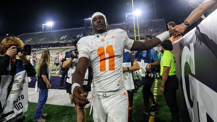 Sep 12, 2026; Atlanta, Georgia, USA; Tennessee Volunteers quarterback Faizon Brandon (11) celebrates after a victory over the Georgia Tech Yellow Jackets at Bobby Dodd Stadium at Hyundai Field. Mandatory Credit: Brett Davis-Imagn Images Sep 12, 2026; Atlanta, Georgia, USA; Tennessee Volunteers quarterback Faizon Brandon (11) celebrates after a victory over the Georgia Tech Yellow Jackets at Bobby Dodd Stadium at Hyundai Field. Mandatory Credit: Brett Davis-Imagn Images