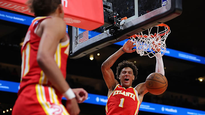 Atlanta Hawks guard Trae Young and forward Jalen Johnson