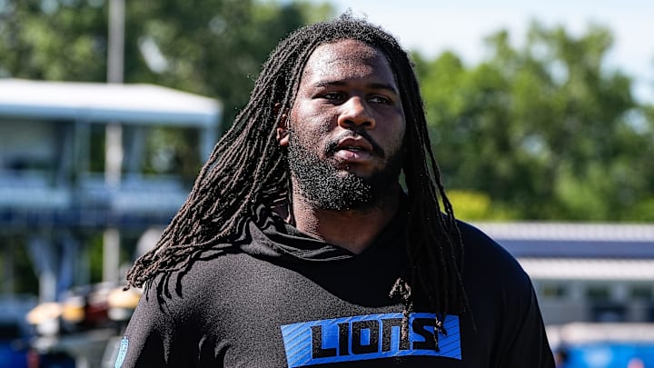 Detroit Lions defensive tackle Alim McNeill (54) walks of the field after practice during training camp at Meijer Performance Center in Allen Park on Tuesday, July 22, 2025.