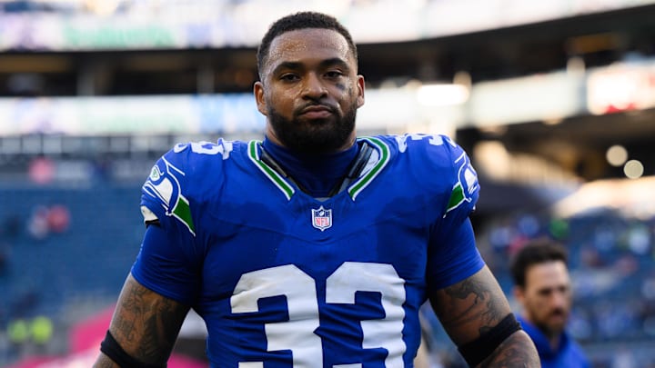 Oct 29, 2023; Seattle, Washington, USA; Seattle Seahawks safety Jamal Adams (33) after the game against the Cleveland Browns at Lumen Field. Mandatory Credit: Steven Bisig-Imagn Images Oct 29, 2023; Seattle, Washington, USA; Seattle Seahawks safety Jamal Adams (33) after the game against the Cleveland Browns at Lumen Field. Mandatory Credit: Steven Bisig-Imagn Images