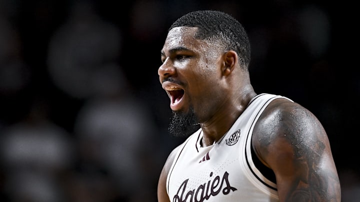 Texas A&M Aggies forward Rashaun Agee (12) reacts during the second half against the Oklahoma Sooners at Reed Arena.