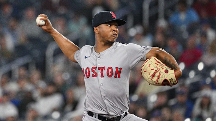 Sep 24, 2024; Toronto, Ontario, CAN; Boston Red Sox starting pitcher Brayan Bello (66) pitches against the Toronto Blue Jays in the first inning at Rogers Centre. Mandatory Credit: Dan Hamilton-Imagn Images Sep 24, 2024; Toronto, Ontario, CAN; Boston Red Sox starting pitcher Brayan Bello (66) pitches against the Toronto Blue Jays in the first inning at Rogers Centre. Mandatory Credit: Dan Hamilton-Imagn Images