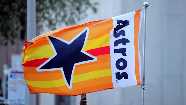 The Houston Astros flag flies 