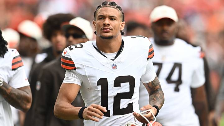 Aug 22, 2026; Cleveland, Ohio, USA; Cleveland Browns wide receiver Denzel Boston (12) during the first half at Huntington Bank Field. Mandatory Credit: Ken Blaze-Imagn Images Aug 22, 2026; Cleveland, Ohio, USA; Cleveland Browns wide receiver Denzel Boston (12) during the first half at Huntington Bank Field. Mandatory Credit: Ken Blaze-Imagn Images