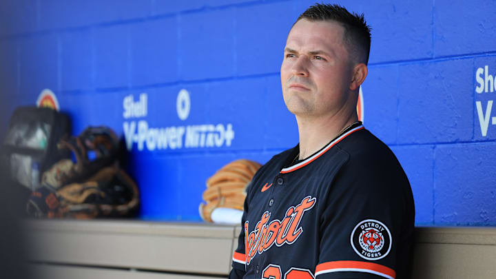 Mar 14, 2026; Dunedin, Florida, USA; Detroit Tigers starting pitcher Tarik Skubal (29) looks on from the dugout during the first inning against the Toronto Blue Jays at TD Ballpark. Mandatory Credit: Kim Klement Neitzel-Imagn Images Mar 14, 2026; Dunedin, Florida, USA; Detroit Tigers starting pitcher Tarik Skubal (29) looks on from the dugout during the first inning against the Toronto Blue Jays at TD Ballpark. Mandatory Credit: Kim Klement Neitzel-Imagn Images