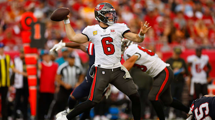 Tampa Bay Buccaneers QB Baker Mayfield called his team out after a 28-23 loss to the Patriots in Week 10. Tampa Bay Buccaneers QB Baker Mayfield called his team out after a 28-23 loss to the Patriots in Week 10.