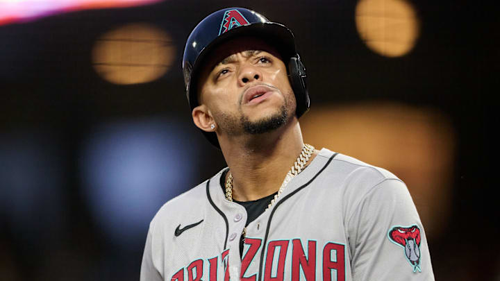 Sep 9, 2025; San Francisco, California, USA; Arizona Diamondbacks infielder Ketel Marte (4) looks on before batting against the San Francisco Giants in the third inning at Oracle Park. Mandatory Credit: Robert Edwards-Imagn Images Sep 9, 2025; San Francisco, California, USA; Arizona Diamondbacks infielder Ketel Marte (4) looks on before batting against the San Francisco Giants in the third inning at Oracle Park. Mandatory Credit: Robert Edwards-Imagn Images