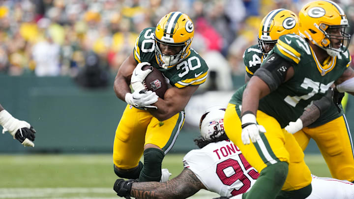 Green Bay Packers running back Chris Brooks rushes with the football during the fourth quarter against the Arizona Cardinals.