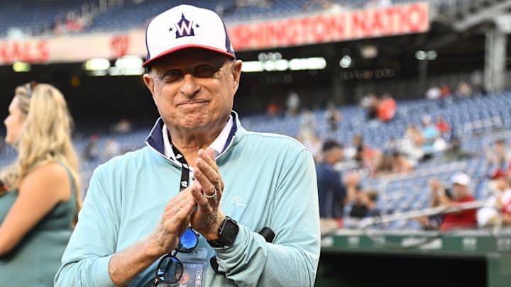 Sep 13, 2022; Washington, District of Columbia, USA; Washington Nationals owner Mark Lerner on the field before the game against the Baltimore Orioles at Nationals Park.