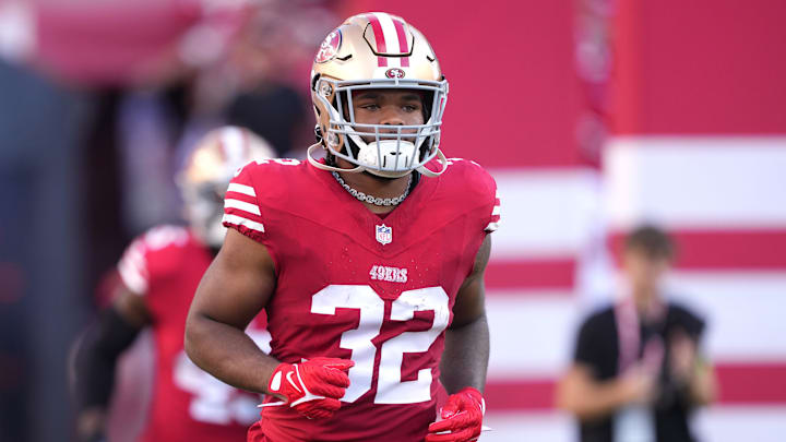 Oct 8, 2023; Santa Clara, California, USA; San Francisco 49ers running back Tyrion Davis-Price (32)