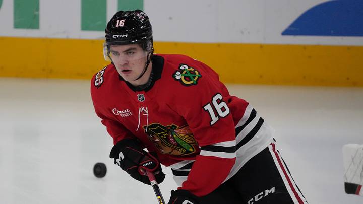 Apr 15, 2026; Chicago, Illinois, USA; Chicago Blackhawks center Anton Frondell (16) warms up before a game against the San Jose Sharks at United Center. Mandatory Credit: David Banks-Imagn Images Apr 15, 2026; Chicago, Illinois, USA; Chicago Blackhawks center Anton Frondell (16) warms up before a game against the San Jose Sharks at United Center. Mandatory Credit: David Banks-Imagn Images