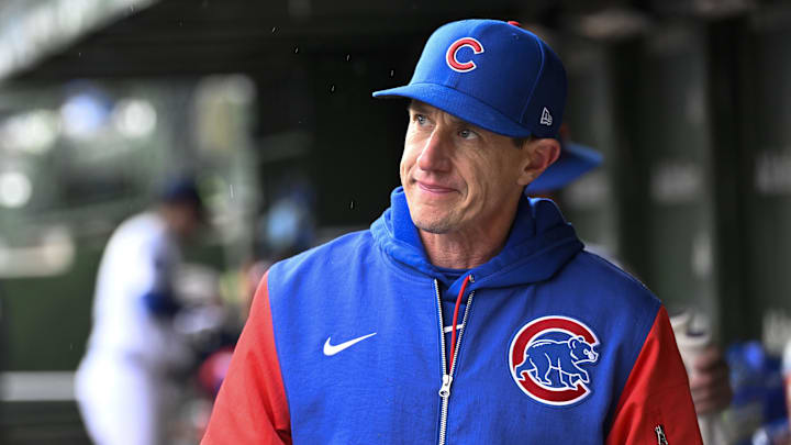Chicago Cubs manager Craig Counsell (11) leaves the dugout after a game against the Washington Nationals at Wrigley Field.