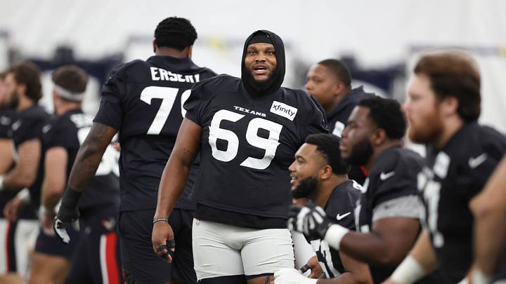 Jul 31, 2026; Houston, TX, USA; Houston Texans guard Ed Ingram (69) during training camp at Houston Methodist Training Center. Mandatory Credit: Troy Taormina-Imagn Images Jul 31, 2026; Houston, TX, USA; Houston Texans guard Ed Ingram (69) during training camp at Houston Methodist Training Center. Mandatory Credit: Troy Taormina-Imagn Images