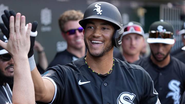 Mar 1, 2026; Mesa, Arizona, USA; Chicago White Sox outfielder Braden Montgomery (91) celebrates after hitting a solo home run against the Chicago Cubs in the first inning at Sloan Park. Mandatory Credit: Rick Scuteri-Imagn Images